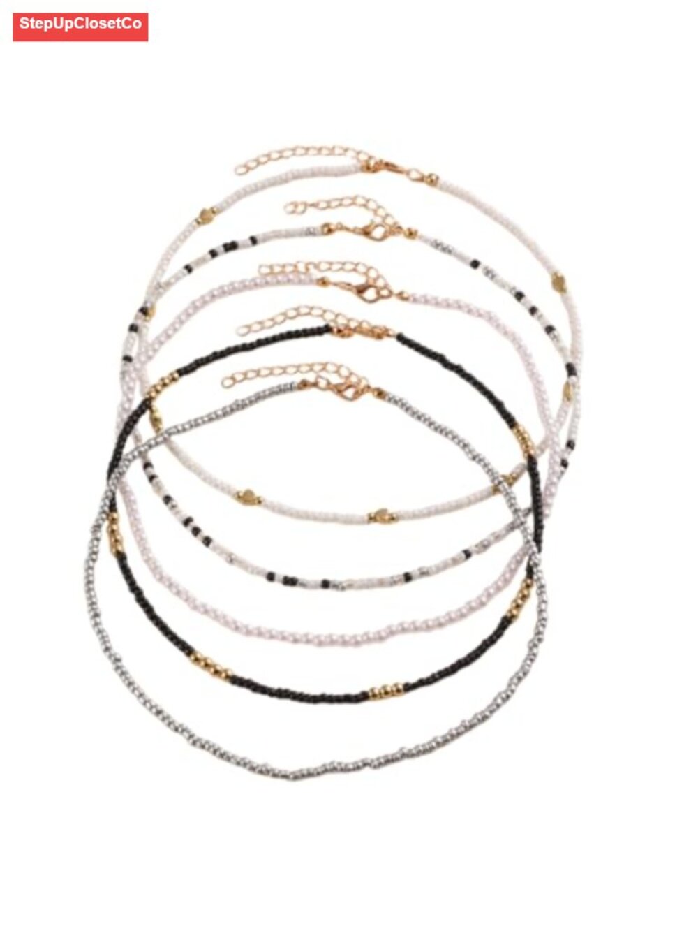 5 Pieces Boho Stackable Seed Bead Necklaces Multilayer Choker Set for Women